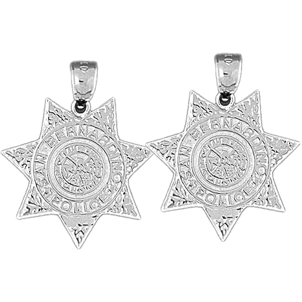 Sterling Silver 26mm San Bernardino Police Earrings