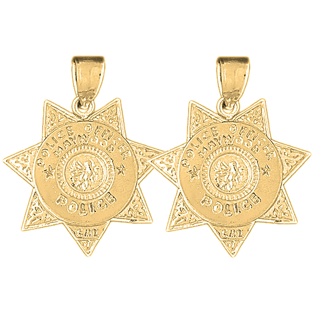 Yellow Gold-plated Silver 29mm Maywood Police Earrings