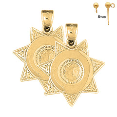 14K oder 18K Gold-Abzeichen-Ohrringe