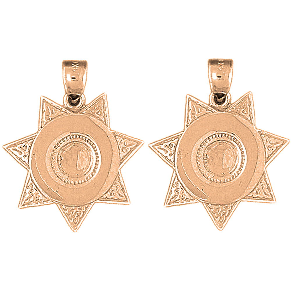 14K or 18K Gold 26mm Badge Earrings