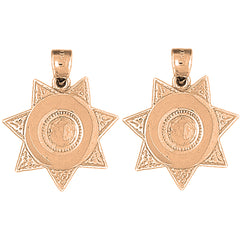 14K or 18K Gold 26mm Badge Earrings