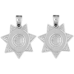 Sterling Silver 26mm Badge Earrings
