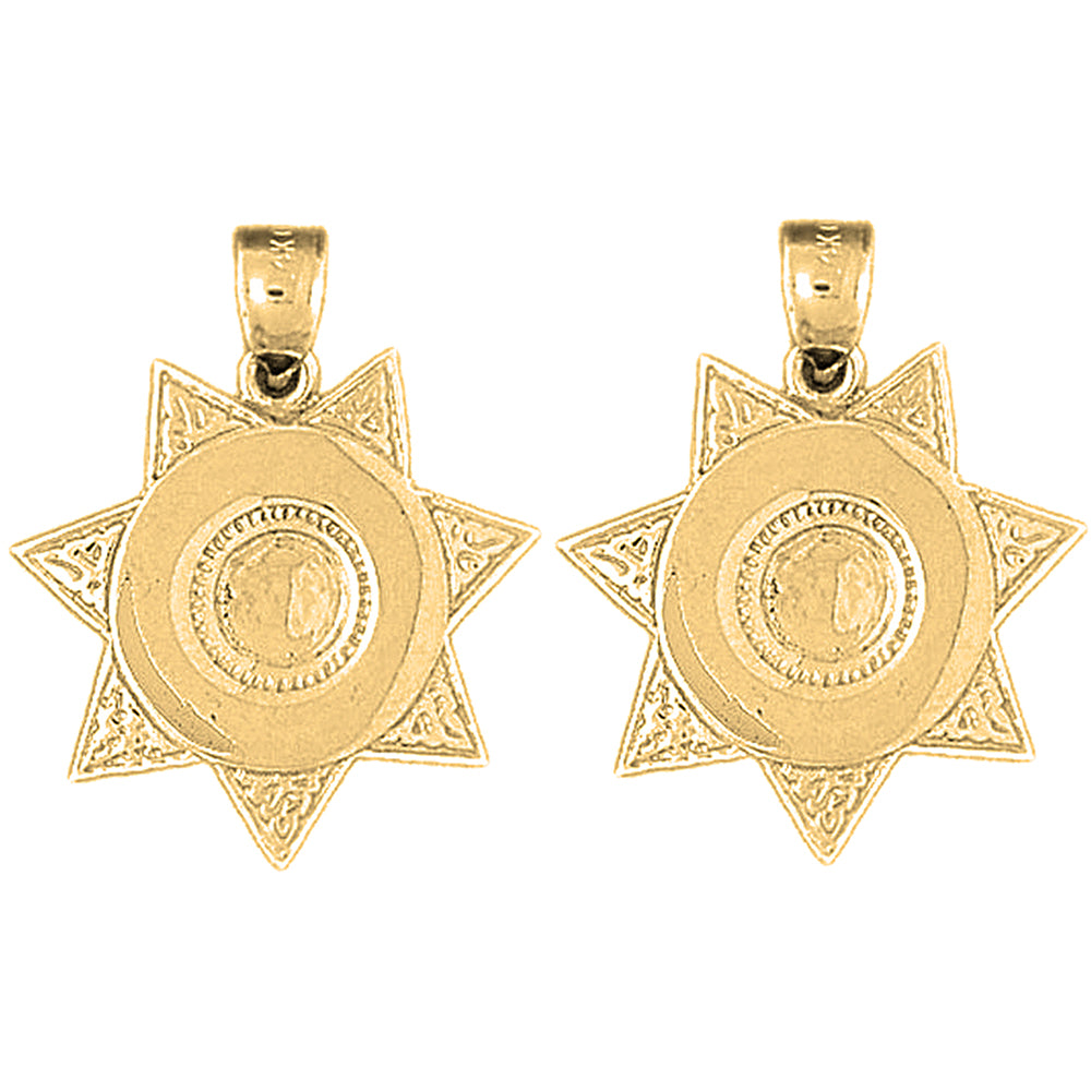 14K or 18K Gold 26mm Badge Earrings