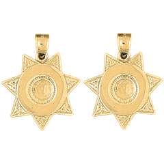 Yellow Gold-plated Silver 26mm Badge Earrings