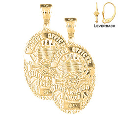 Pendientes de policía de Inglewood de plata de ley de 31 mm (chapados en oro blanco o amarillo)