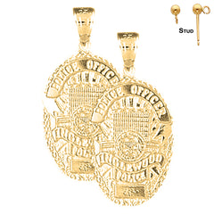 Pendientes de policía de Inglewood de plata de ley de 31 mm (chapados en oro blanco o amarillo)