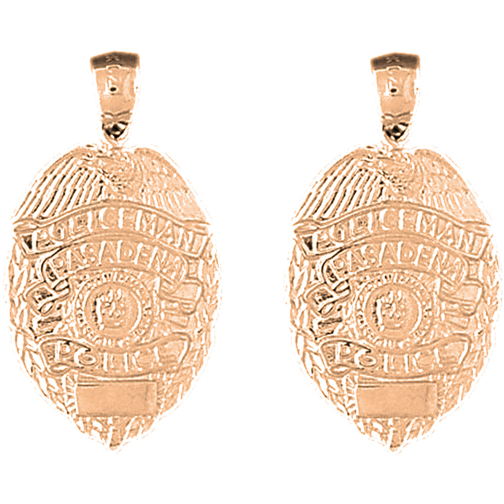 14K or 18K Gold 30mm Pasadena Police Earrings