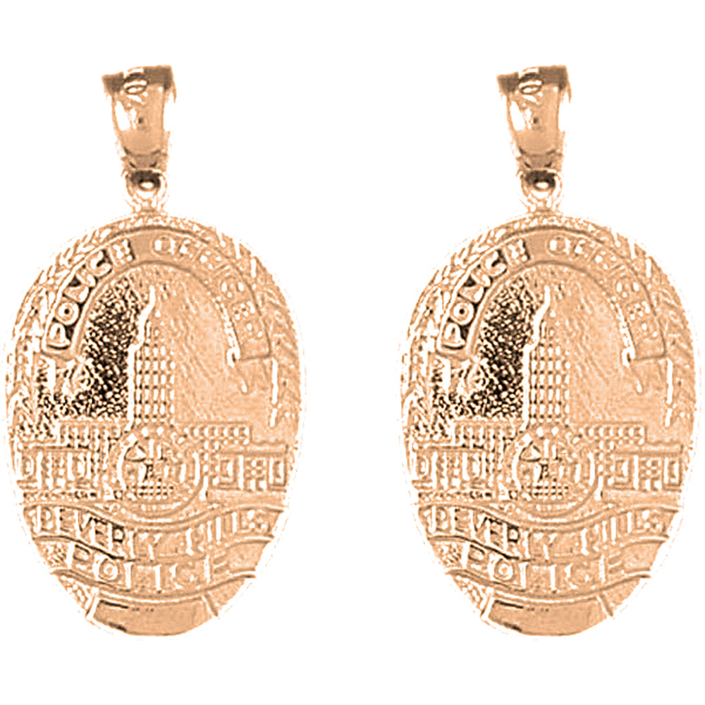 14K or 18K Gold 30mm Beverly Hills Police Earrings