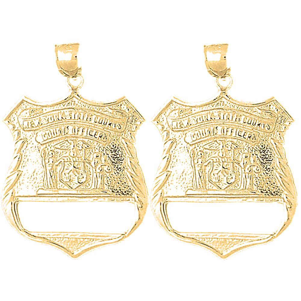 Yellow Gold-plated Silver 38mm New York Police Earrings