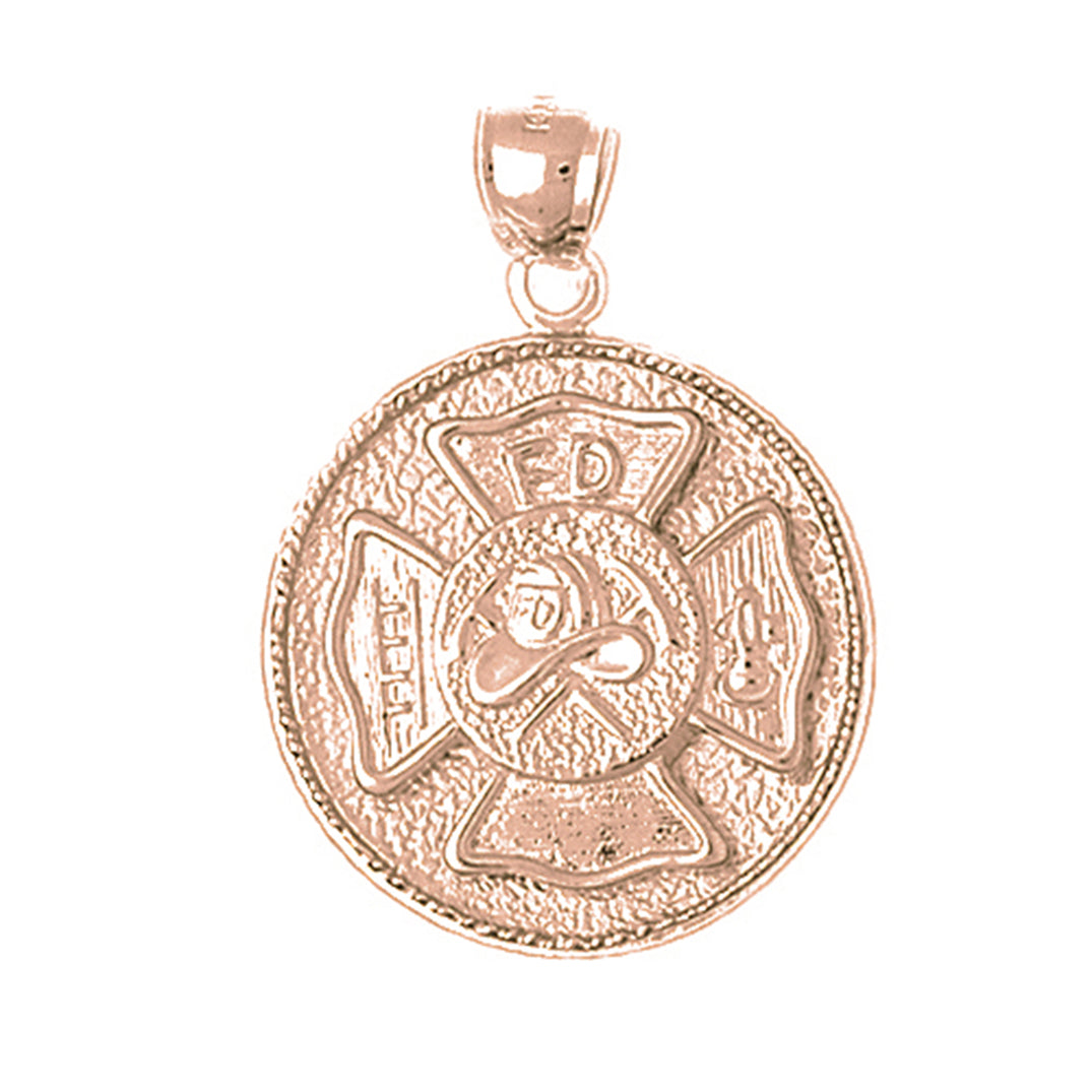 10K, 14K or 18K Gold Fire Department Pendant