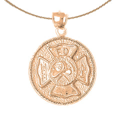 10K, 14K or 18K Gold Fire Department Pendant