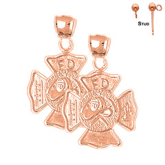 14 K oder 18 K Gold 30 mm Feuerwehr Ohrringe