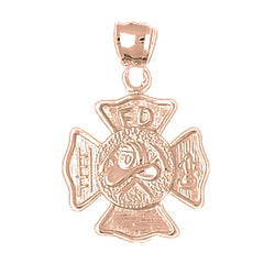 10K, 14K or 18K Gold Fire Department Pendant