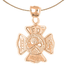 10K, 14K or 18K Gold Fire Department Pendant