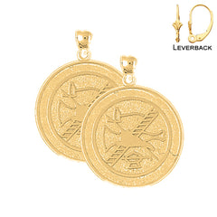 14 K oder 18 K Gold 31 mm Feuerwehr Ohrringe