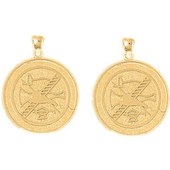 14K or 18K Gold 31mm Fire Department Earrings