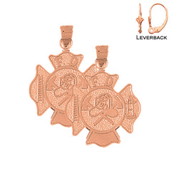 14 K oder 18 K Gold 30 mm Feuerwehr Ohrringe