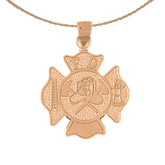 10K, 14K or 18K Gold Fire Department Pendant