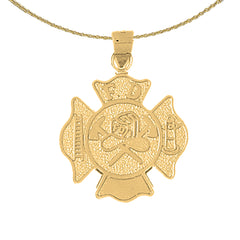 10K, 14K or 18K Gold Fire Department Pendant