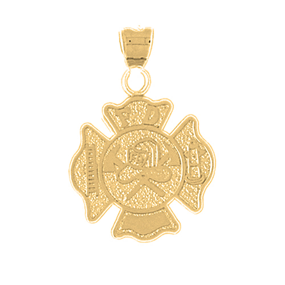 10K, 14K or 18K Gold Fire Department Pendant