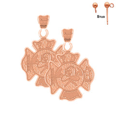 14K oder 18K Gold 29mm Feuerwehr Ohrringe