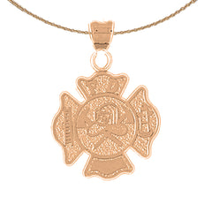 10K, 14K or 18K Gold Fire Department Pendant