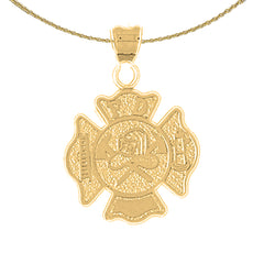 10K, 14K or 18K Gold Fire Department Pendant