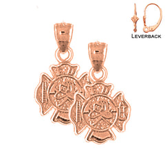 14K oder 18K Gold 17mm Feuerwehr Ohrringe