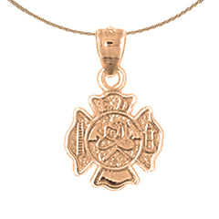 14K or 18K Gold Fire Department Pendant