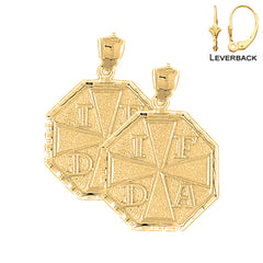 14 K oder 18 K Gold 31 mm Feuerwehr Ohrringe