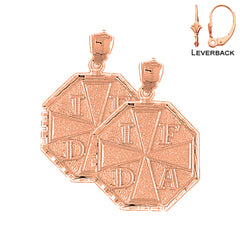 14 K oder 18 K Gold 31 mm Feuerwehr Ohrringe