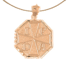 10K, 14K or 18K Gold Fire Department Pendant