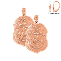 14K or 18K Gold Fire Department Earrings