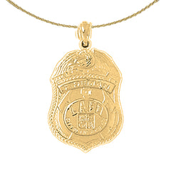 10K, 14K or 18K Gold Fire Department Pendant
