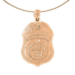 10K, 14K or 18K Gold Fire Department Pendant