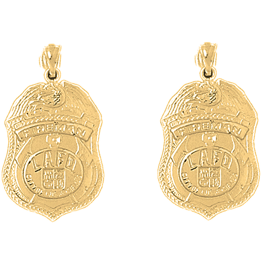 14K or 18K Gold 27mm Fire Department Earrings