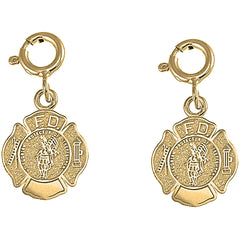 14K or 18K Gold 17mm Fire Department Earrings