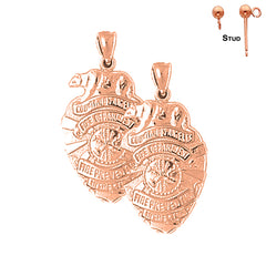 14K oder 18K Gold 19mm Feuerwehr Ohrringe