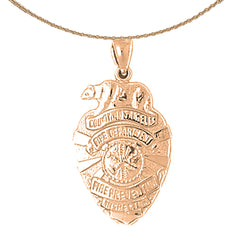 14K or 18K Gold Fire Department Pendant