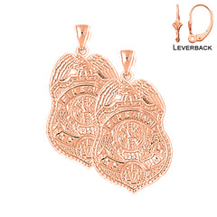 Pendientes del Departamento de Bomberos de oro de 14 quilates o 18 quilates de 27 mm