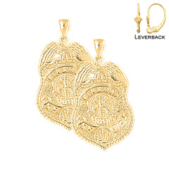 Sterling Silver 27mm Fire Department Earrings (White or Yellow Gold Plated)