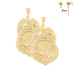 Pendientes del Departamento de Bomberos de oro de 14 quilates o 18 quilates de 27 mm