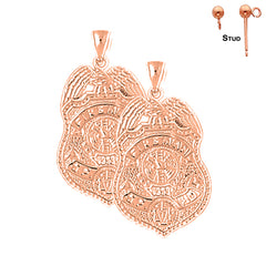 Pendientes del Departamento de Bomberos de oro de 14 quilates o 18 quilates de 27 mm