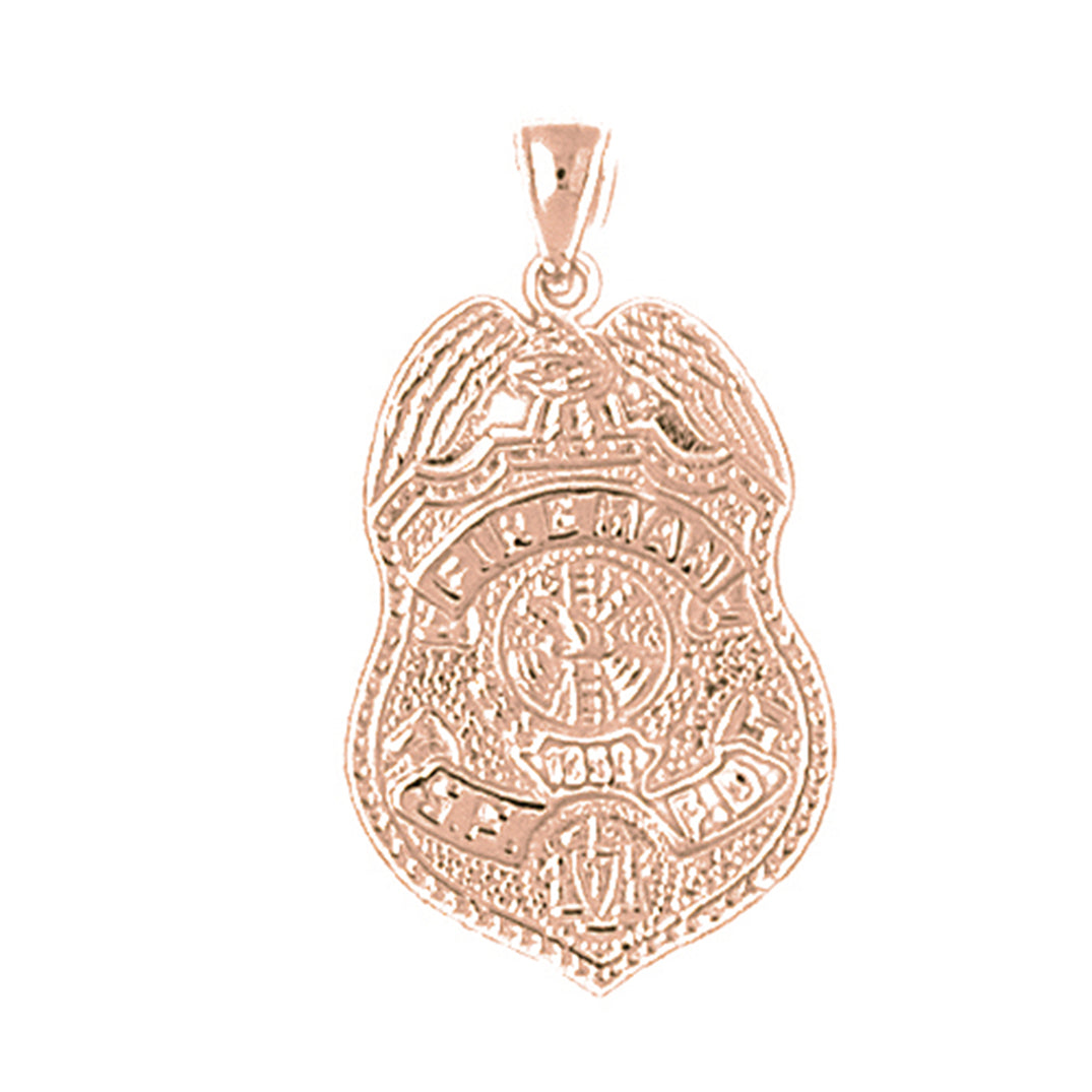 10K, 14K or 18K Gold Fire Department Pendant