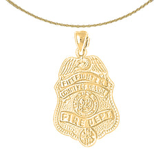 10K, 14K or 18K Gold Orange Fire Department Pendant