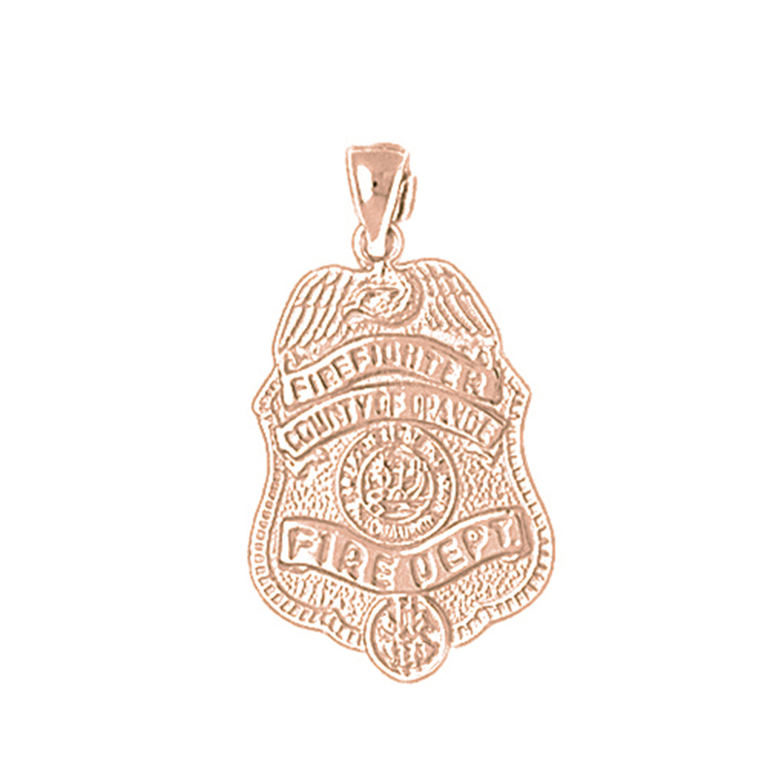 10K, 14K or 18K Gold Orange Fire Department Pendant