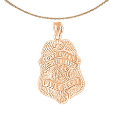 10K, 14K or 18K Gold Orange Fire Department Pendant