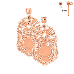 Pendientes con insignia de bombero de oro de 14 quilates o 18 quilates de 30 mm