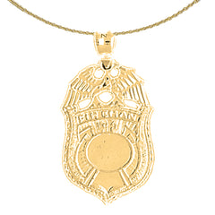 10K, 14K or 18K Gold Fireman Badge Pendant