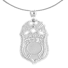 10K, 14K or 18K Gold Fireman Badge Pendant